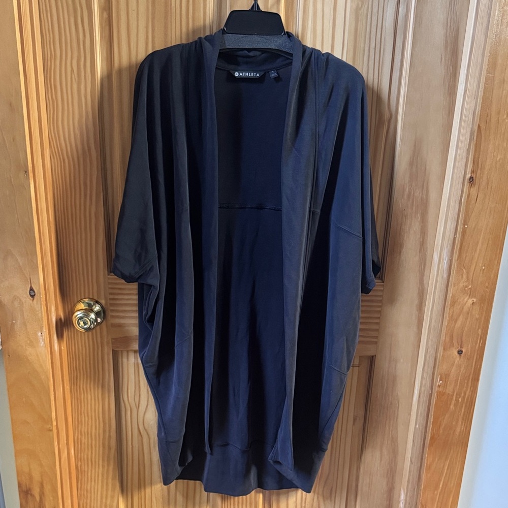Athleta Black Draped Open-Front Cardigan